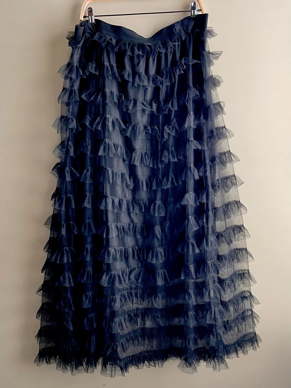 Ashley Stewart Black Tiered Ruffle Tulle Maxi Skirt Size 22/24